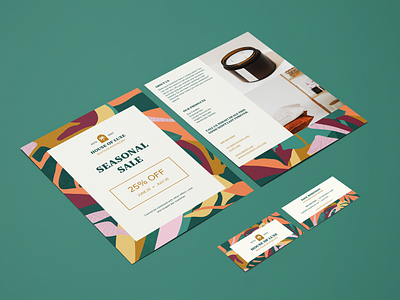 Tropical Leaves Brand Identity Set branding business card colorful flyer illustration leaves organic tropical