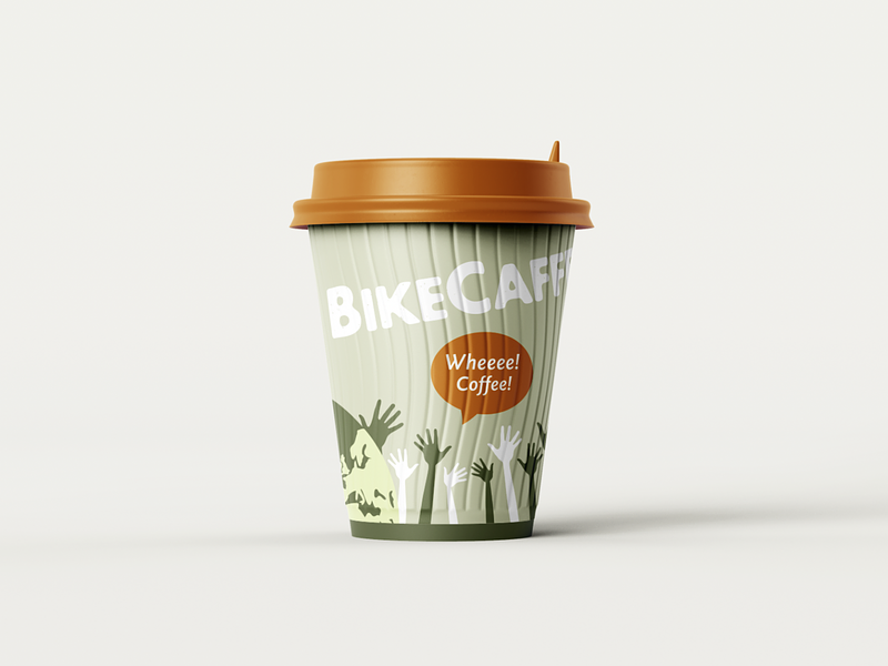 BikeCaffe bike brand strategy branding coffee cup illustration package typography vector