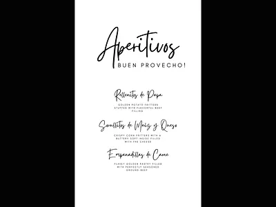 Appetizer Menu Graphic event signage graphic graphic design menu script signage template wedding