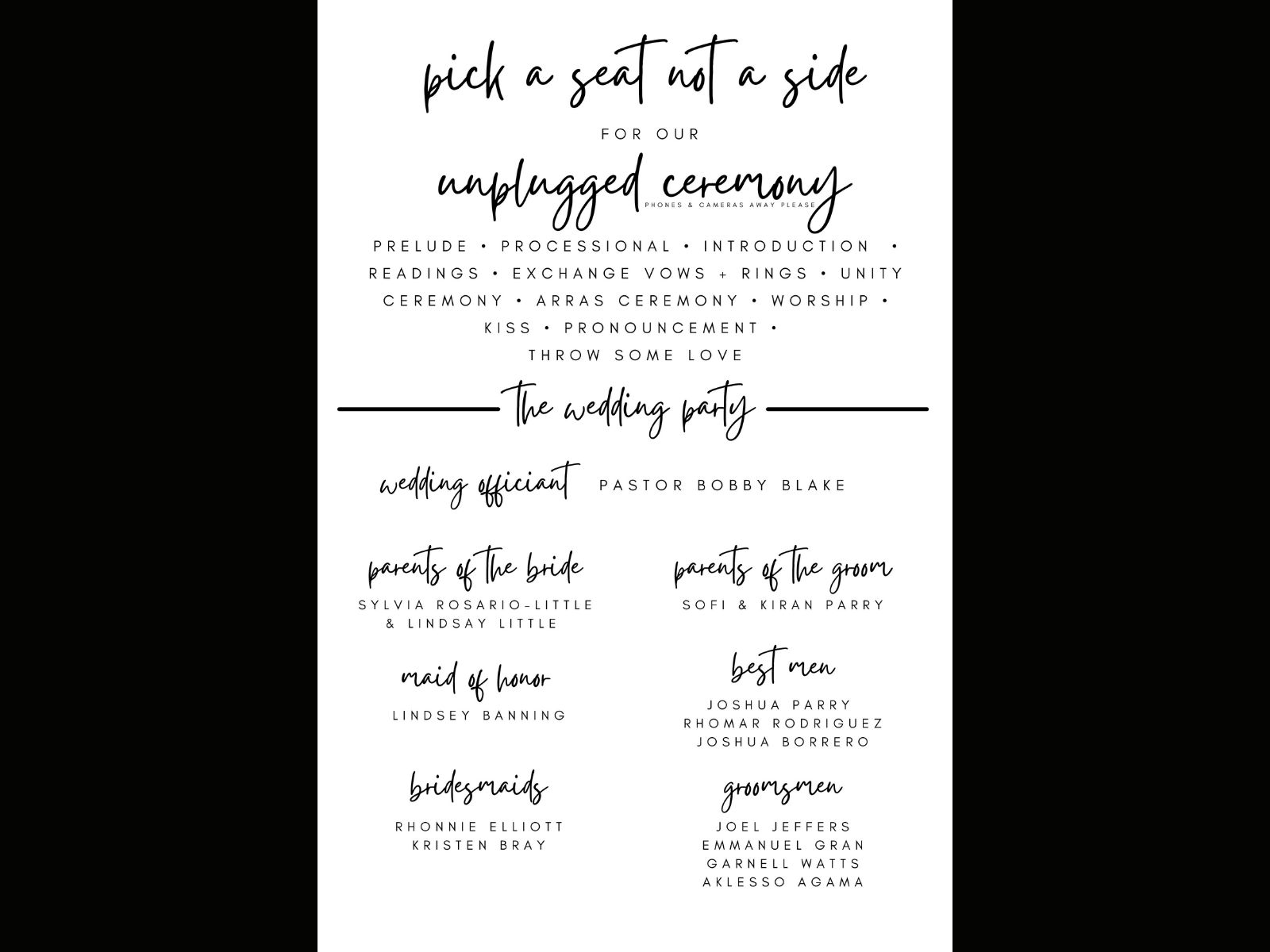 Ceremony Program Signage by Drawn From the Well on Dribbble