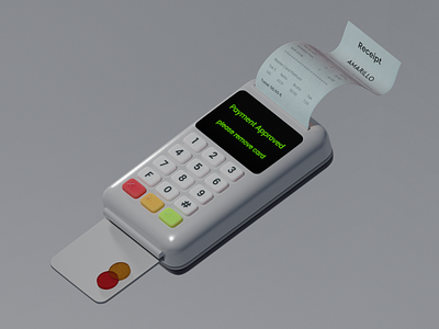 Point Of Sale Terminal 3D Illustration 3d bank blender3d card cash cashier concept cycles finance fintech illustration modelling money purchase receipt render terminal