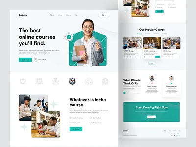 Learnx- Online Course Website Design coursewebsite educationwebsite elearning landingpage learning lms onlinecourse student teacher ui ux webdesign websitedesign websiteui websiteuiux