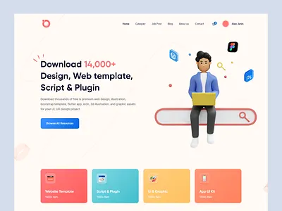Digital Marketplace Website 3d app design branding business business development clean creative market digital marketplace envato gumroad landing page design minimal passive income product software tech ui design ui8 web design website design