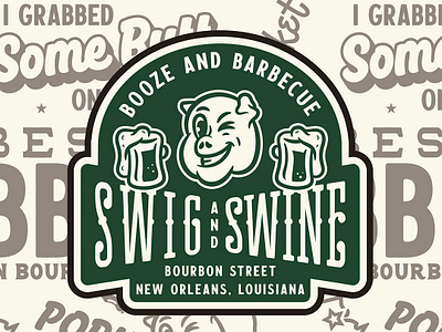 Swig and Swine - Branding Pack apparel bar bbq branding cream design food graphic design illustration lettering logo packaging pattern restaurant typography ui vector vintage