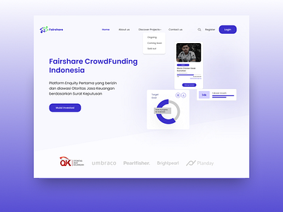 Fairshare Redesign - Crowdfunding Platform crowdfunding flat investment landing page ui web