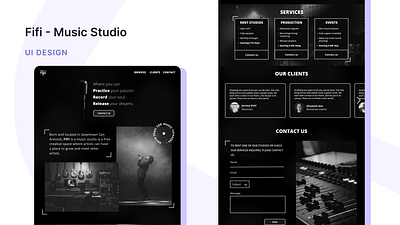 Fifi - Music studio landing page bw design figma squarespace ui user experience ux web design website wix wordpress