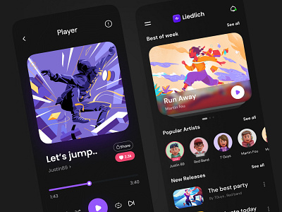 Mobile music player app application dark design lied minimal mobile mobile ui music music palyer nftmusic social song soundcloud spotify streaming ui ux vector web design