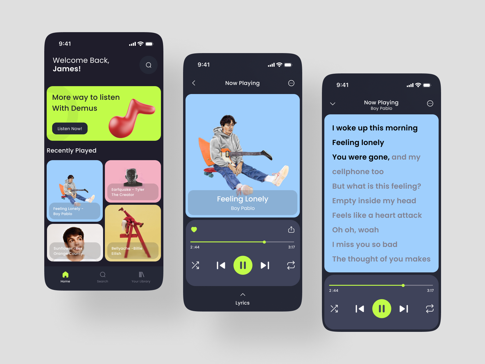 Demus Music Player Mobile App by Farhan Bagas for Hatypo Studio on Demus Music Player Mobile App by Farhan Bagas for Hatypo Studio on