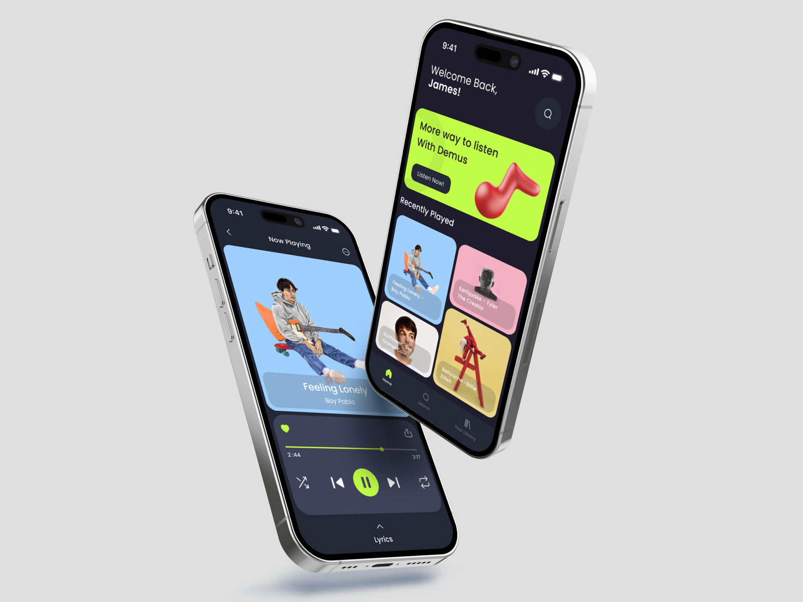 Demus Music Player Mobile App By Farhan Bagas For Hatypo Studio On 
