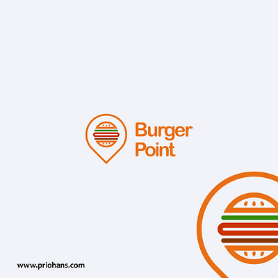 Burger Point Logo brand branding burger burger logo color design food logo illustration logo pin pin logo point logo prio hans restaurant logo typography ui vector