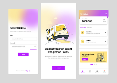 Aplikasi Kurir - MaketIn Mobile app branding design graphic design illustration logo typography ui ux vector