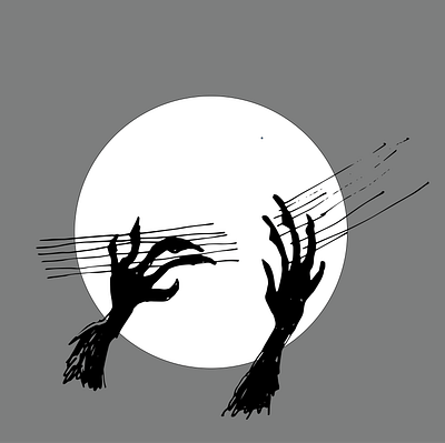 scary night dark drawing hands illustrastin moon night scary