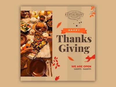 Thanks Giving Post | Restaurant Ads post | Social Media Design banner design facebook ads facebook cover facebook post food menu design instagram post instagram stories instagram story poster design print print design restauran menu restaurant ads restaurant post social media social media ads social media design social media post thanks giving ads thanksgiving post