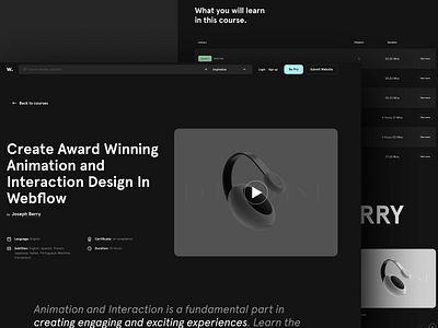 Awwwards dark mode - Course Detail clean darkmode design ui ux web