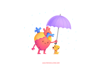 Kind heart book illustration cartoon character children cute dog heart illustration kidlit kids kind kindness mexico pets rain