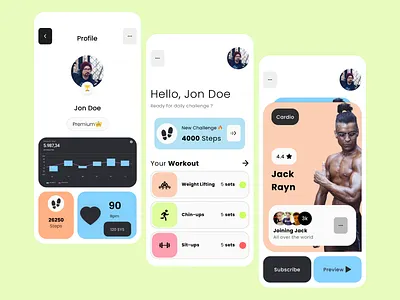 Personal Trainer App UI branding minimal ui ux vector