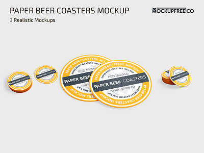Free Paper Beer Coasters Mockup beer coaster drinkcoaster free freebie mock up mockup mockups photoshop psd template templates