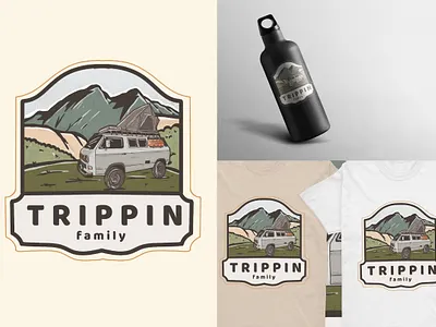 Trippin logo design badge badge logo brand branding design graphic design handrawn handrawn logo handrwan logo illustration logo logo illustration logo maker outdoor logo retro tshirt illustration ui
