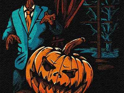 Fright Night art bold lines halftones halloween illustration procreate art pumpkin true grit texture supply