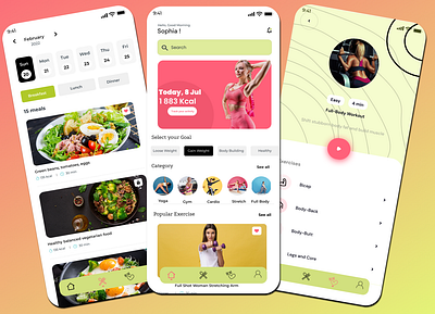 Fitness App ui/ux design 3d animation branding design designer fitness graphic design gym illustration logo motion graphics ui user experience user interface