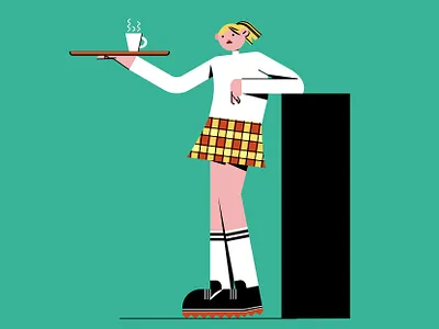 Waitress coffee tray illustration vector waitress