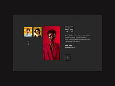 Testimonial UI design 2022 about us assests black design graphic design hero home interaction minimal product design qoute quotes red testimonial ui vector visual design