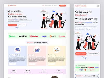 Dot Studio Digital Agency Landing Page UI UX Design agency cool website ui ux design design digital agency landing page landing page ui nsakibux ui design ui ux design website ui design website ui ux