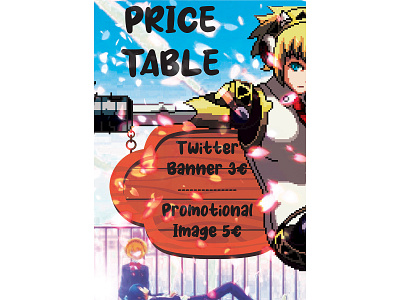 Design of a price table with a Persona 3 FES theme aigis design graphic design persona persona 3 promotional design stylish table