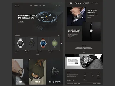 Venue Ecommerce landing page black landing page ecommerce landing page ecommerce website landing page online store ui uiux ux watches online store web design website design