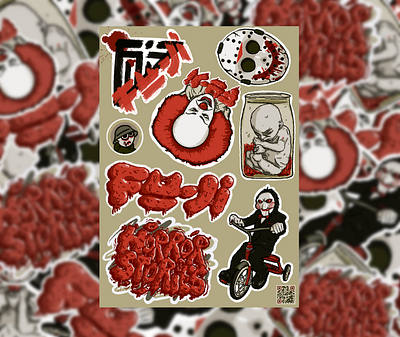 FU-JI Horror sticker pack colors illustration