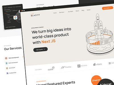 Next Js Technology / Development Company Website development graphic home page illustration illustration minimal landing page line graphic outline illustration technological technology visual