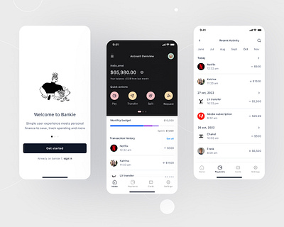 Fintech application app bank black design facesheet finance fintech illustration ui