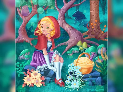 Little Red Riding Hood ~ illustration animal artwork background book cartoon character art children book classic design digital art fairy tale forest girl illustration illustrator kid magic novel picture book wolf
