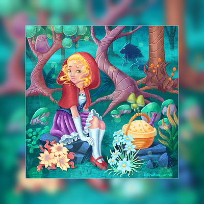 Little Red Riding Hood ~ illustration animal artwork background book cartoon character art children book classic design digital art fairy tale forest girl illustration illustrator kid magic novel picture book wolf