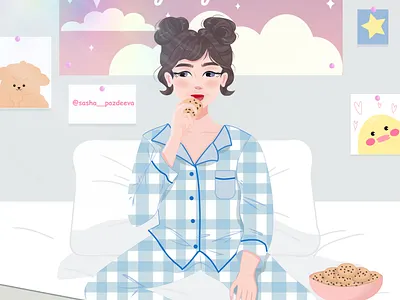 Отдых дома design graphic design illustration typography ui vector web девочка мило милый арт