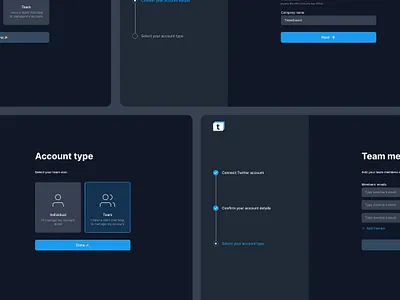 Onboarding — Tweetboard account account details account type dark dark mode kanban product product design saas thread tweet twitter ui