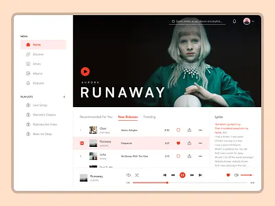 A Music Player App design album clean dashboard dashboard design design media minimal minimalist music music app song ui webapp