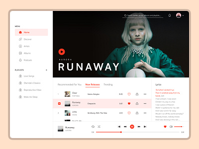 A Music Player App design album clean dashboard dashboard design design media minimal minimalist music music app song ui webapp