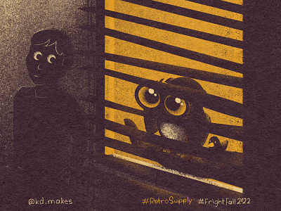 FF2022 | Day 29 - Creep binoculars bird blinds creep fall fright halloween illustration owl people retro scared supply texture watching window