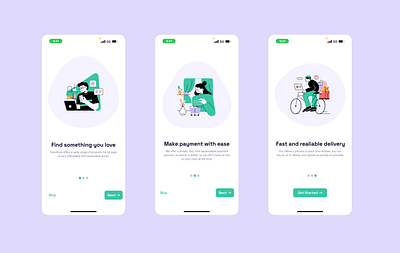 Onboarding Screen of a TeenStore Ecommerce Store app design ecommerce graphic design illustration logo onboarding screens shopping typography ui