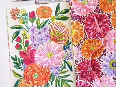 Wedding Bouquet art blossom bouquet drawing flowers gouache hand drawn illustration painting sketchbook wedding bouquet