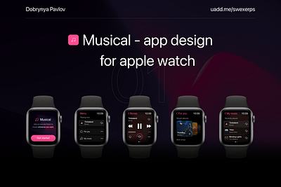 Music app design for apple watch app app design apple watch application clean dark design dribbble logo mobile simple ui ui design uiux user experience user interface ux ux design uxui web design