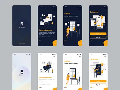 MOBILE SPLASH SCREEN AND ONBOARDING SCREEN app design illustration ui