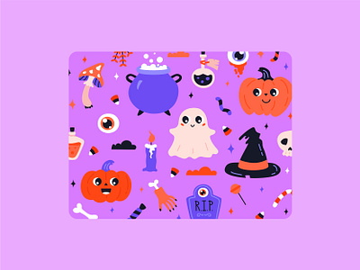 Happy Halloween ♥ adobe illustrator background banner candies concept cute cute ghost eyes graphic design greeting card happy halloween illustration magic orange pumpkin poster purple cauldron spooky party trick or treat vector witch hat