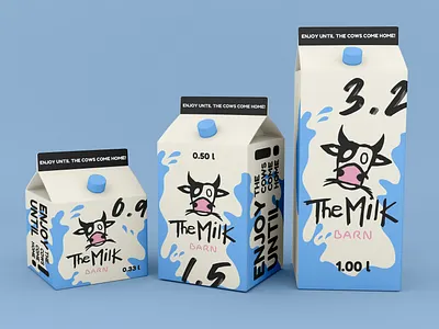 The Milk Barn branding cow design graphic design illustration label logo milk package packaging playful