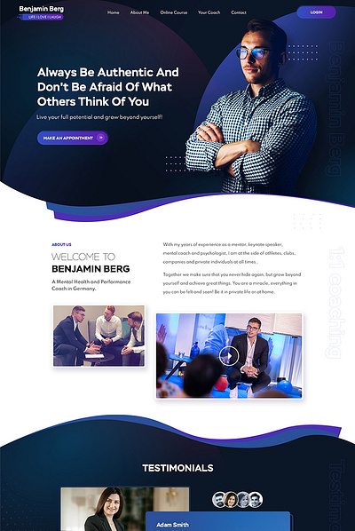 Benjamin Berge atheletes branding mental coach psychologist ui webpage website design