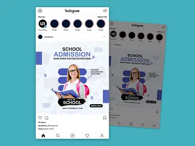 School Admission Banner | Social Media Post Design ad admisssion advertiging branding cover design facebook ad facebook post flyer graphic design insagram ad insagram post school shot social media ad banner social media banner social media post design stories template ui