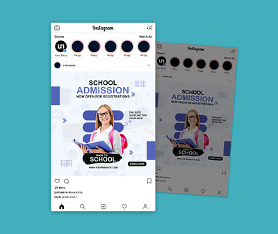 School Admission Banner | Social Media Post Design ad admisssion advertiging branding cover design facebook ad facebook post flyer graphic design insagram ad insagram post school shot social media ad banner social media banner social media post design stories template ui