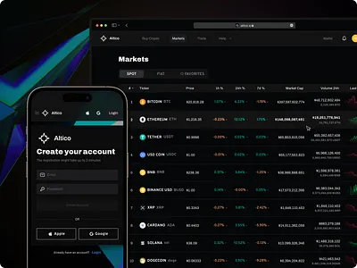 Altico | Crypto Trading | Markets crypto cryptocoins dark inspiration interface market product design ui uxui web
