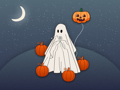 Halloween Illustration👻🎃 art chamomile design drawing figma ghost graphic design halloween horror illustration jack o lantern moon night planet pumpkins space stars visual design